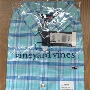 NWT vineyard vines plaid shirt sz 18 boys